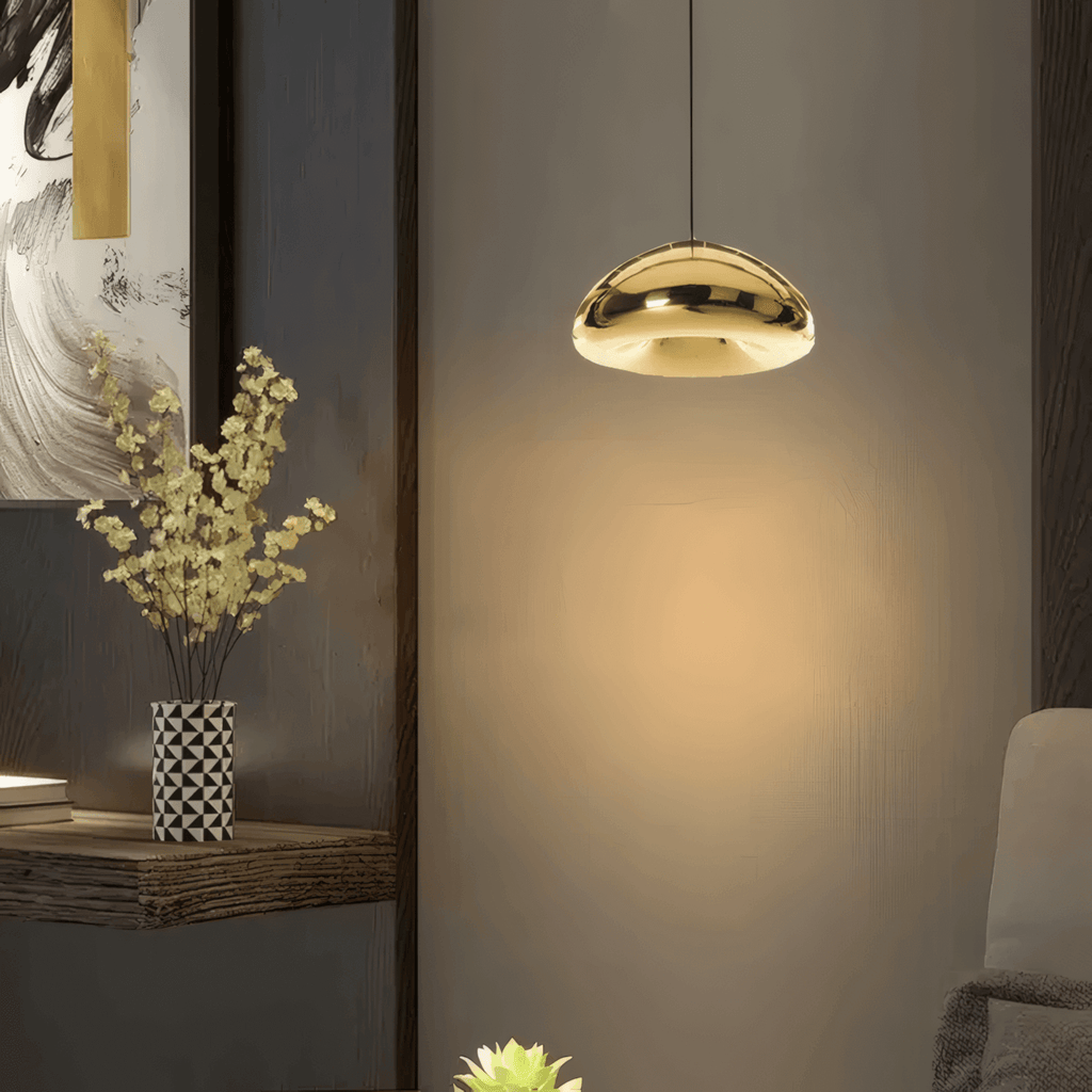 Moderne glas pendellampe -- guld/sølv metal til soveværelse - Flindria