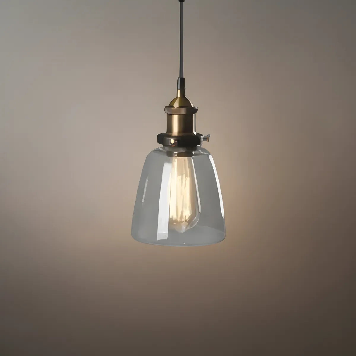 Lámpara colgante industrial de vidrio – Transparente/ámbar/gris humo para comedor - Flindria
