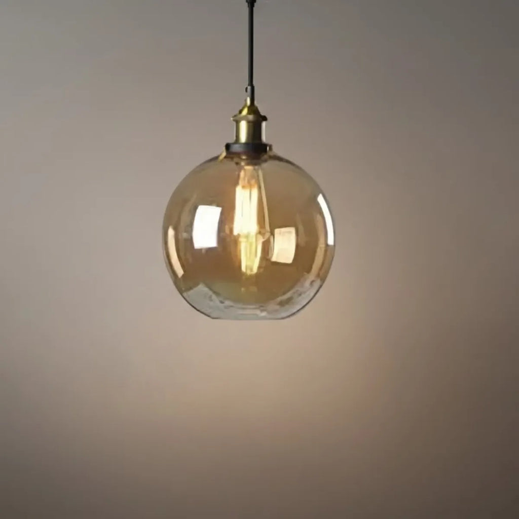 Lámpara colgante industrial de vidrio – Transparente/ámbar/gris humo para comedor - Flindria