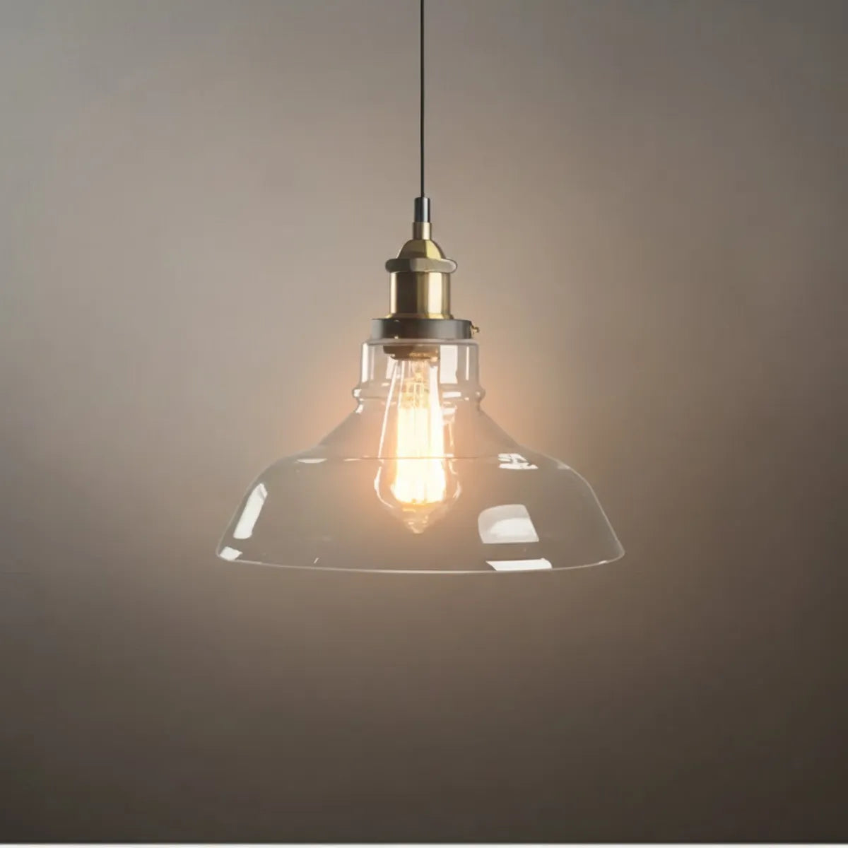Lámpara colgante industrial de vidrio – Transparente/ámbar/gris humo para comedor - Flindria