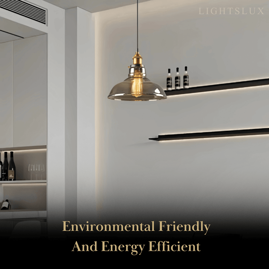 Lámpara colgante industrial de vidrio – Transparente/ámbar/gris humo para comedor - Flindria