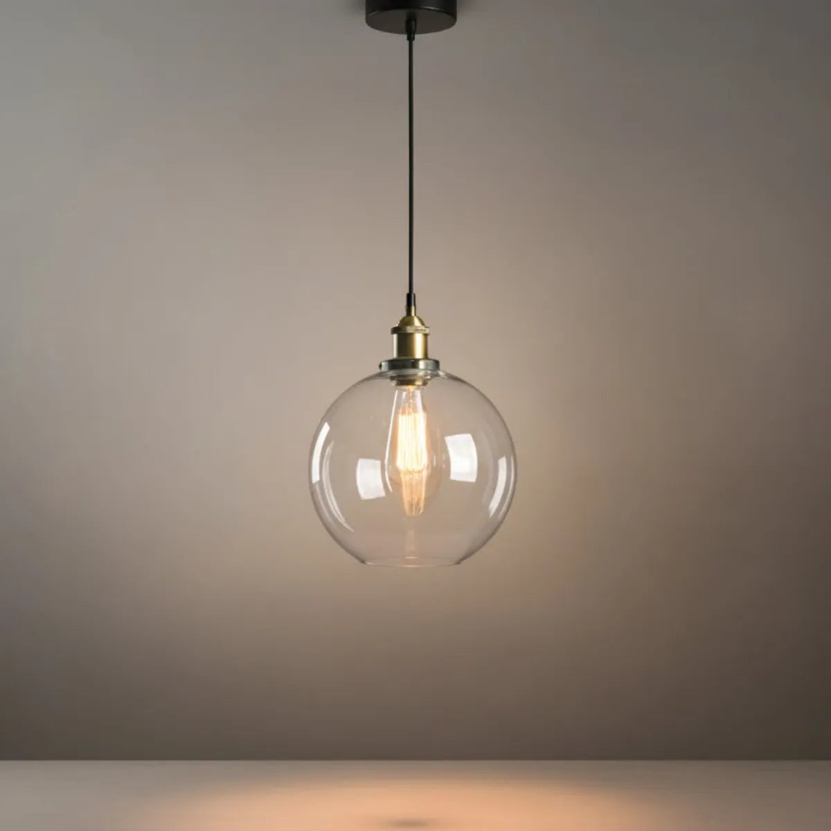 Lámpara colgante industrial de vidrio – Transparente/ámbar/gris humo para comedor - Flindria