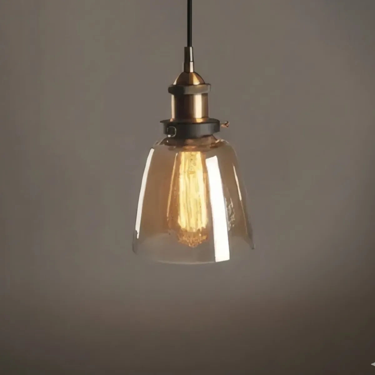 Lámpara colgante industrial de vidrio – Transparente/ámbar/gris humo para comedor - Flindria