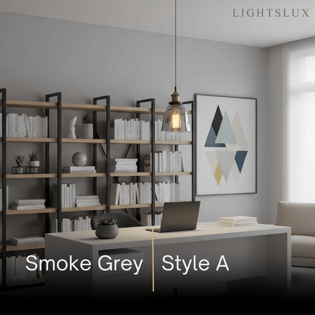 Lámpara colgante industrial de vidrio – Transparente/ámbar/gris humo para comedor - Flindria