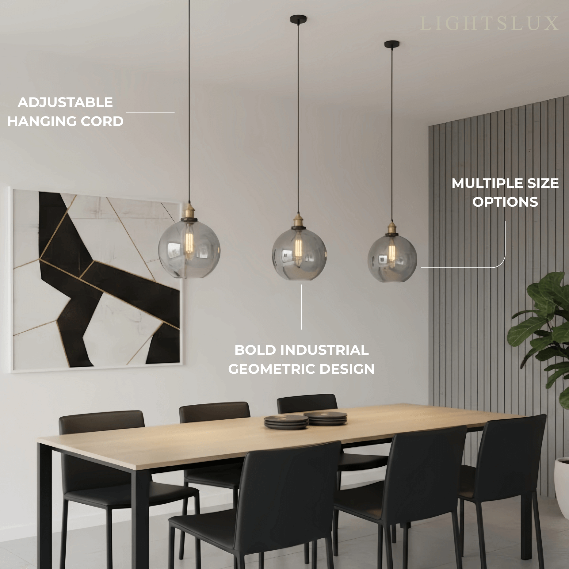 Lámpara colgante industrial de vidrio – Transparente/ámbar/gris humo para comedor - Flindria