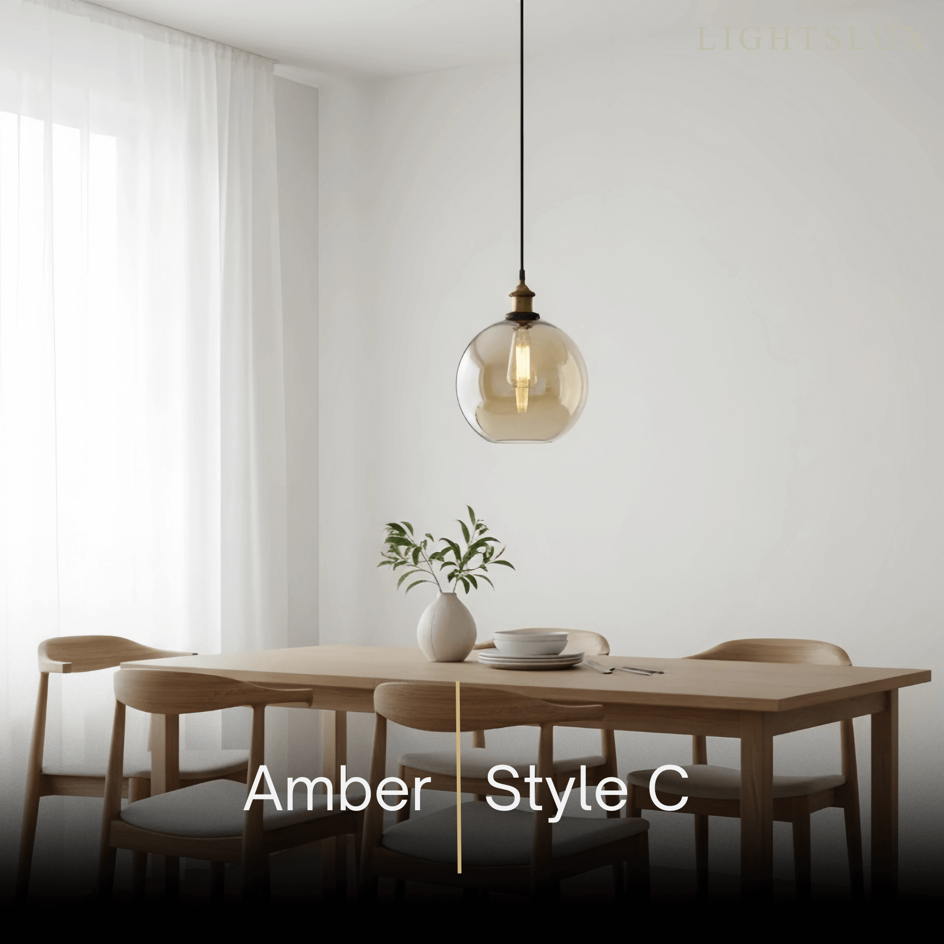 Lámpara colgante industrial de vidrio – Transparente/ámbar/gris humo para comedor - Flindria