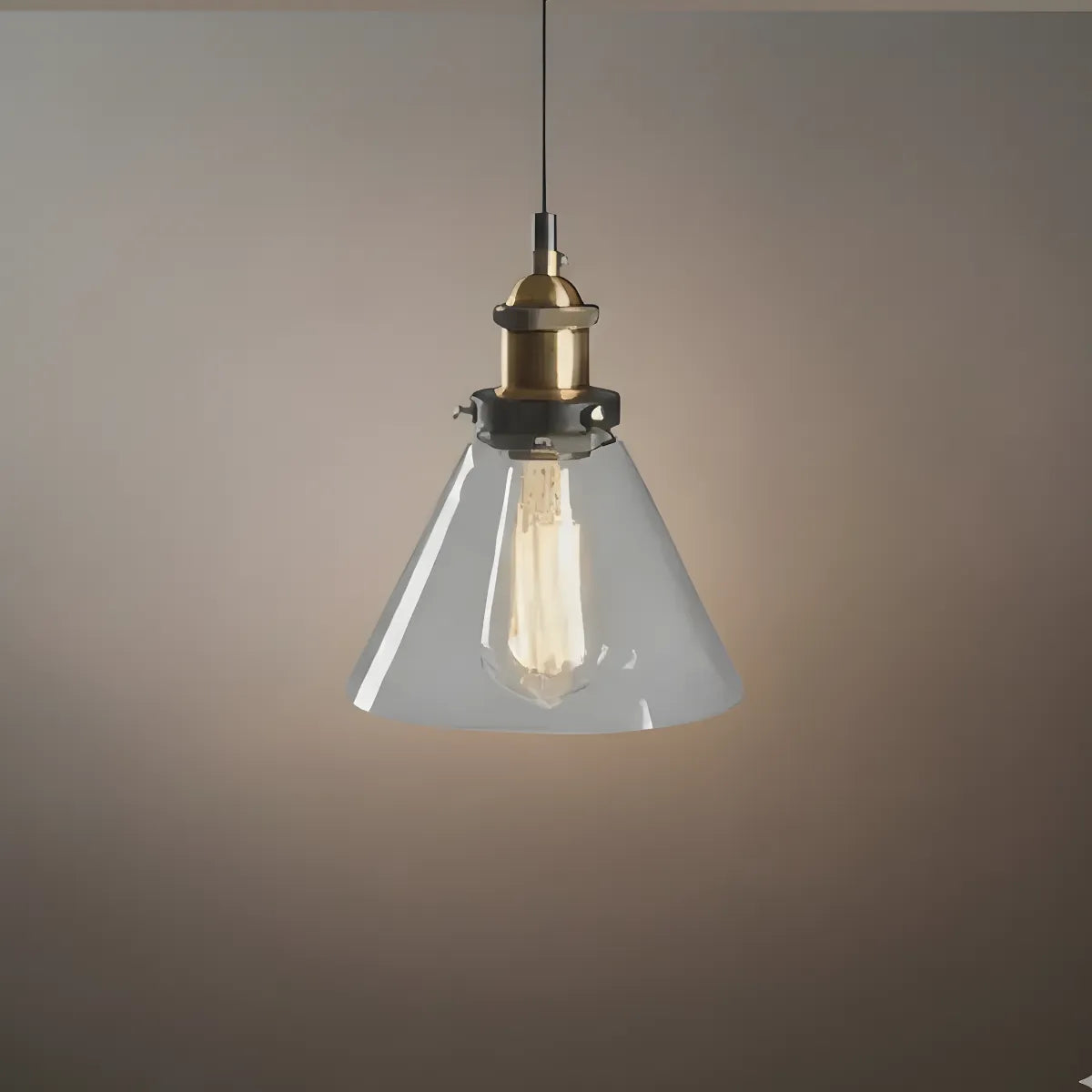 Lámpara colgante industrial de vidrio – Transparente/ámbar/gris humo para comedor - Flindria