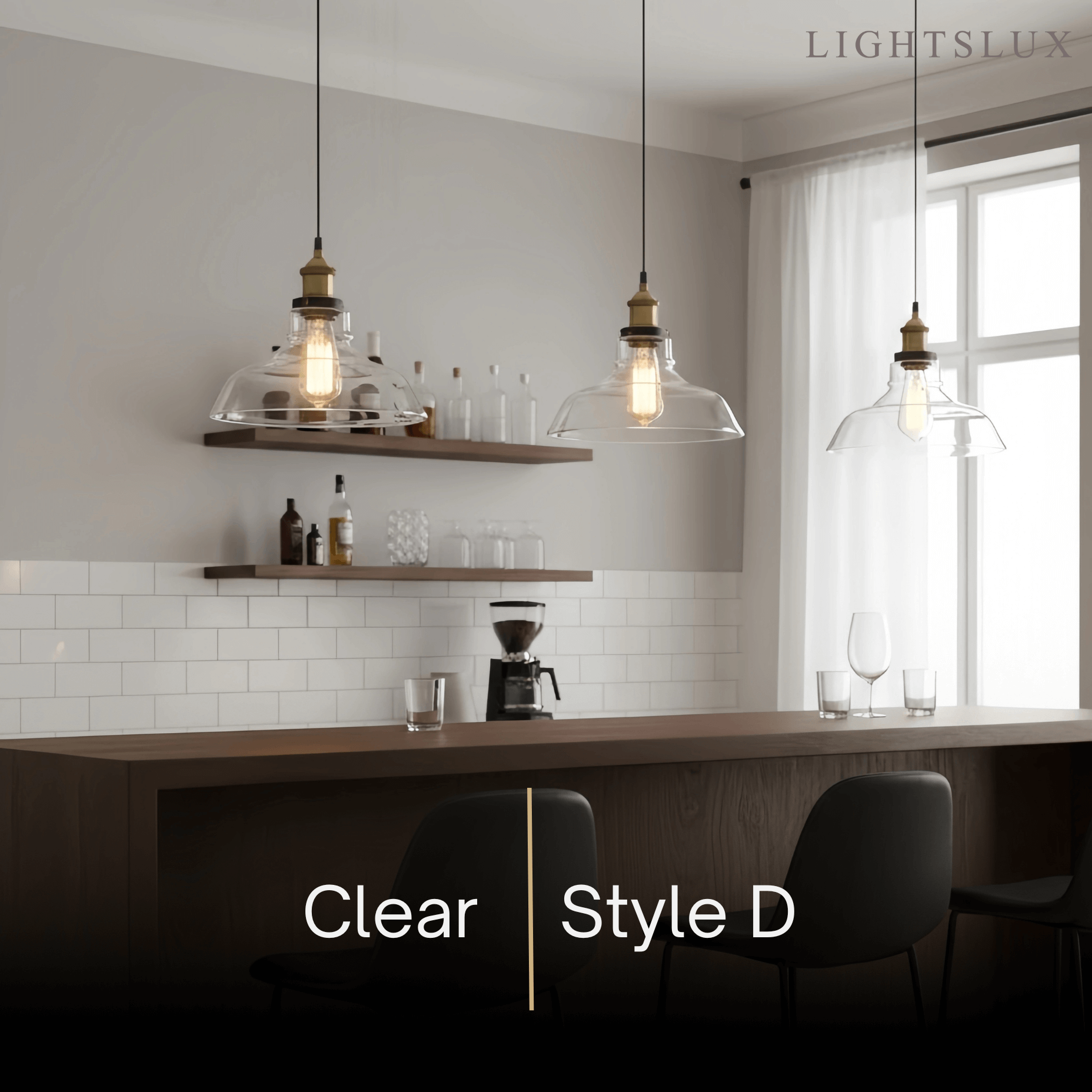 Lámpara colgante industrial de vidrio – Transparente/ámbar/gris humo para comedor - Flindria