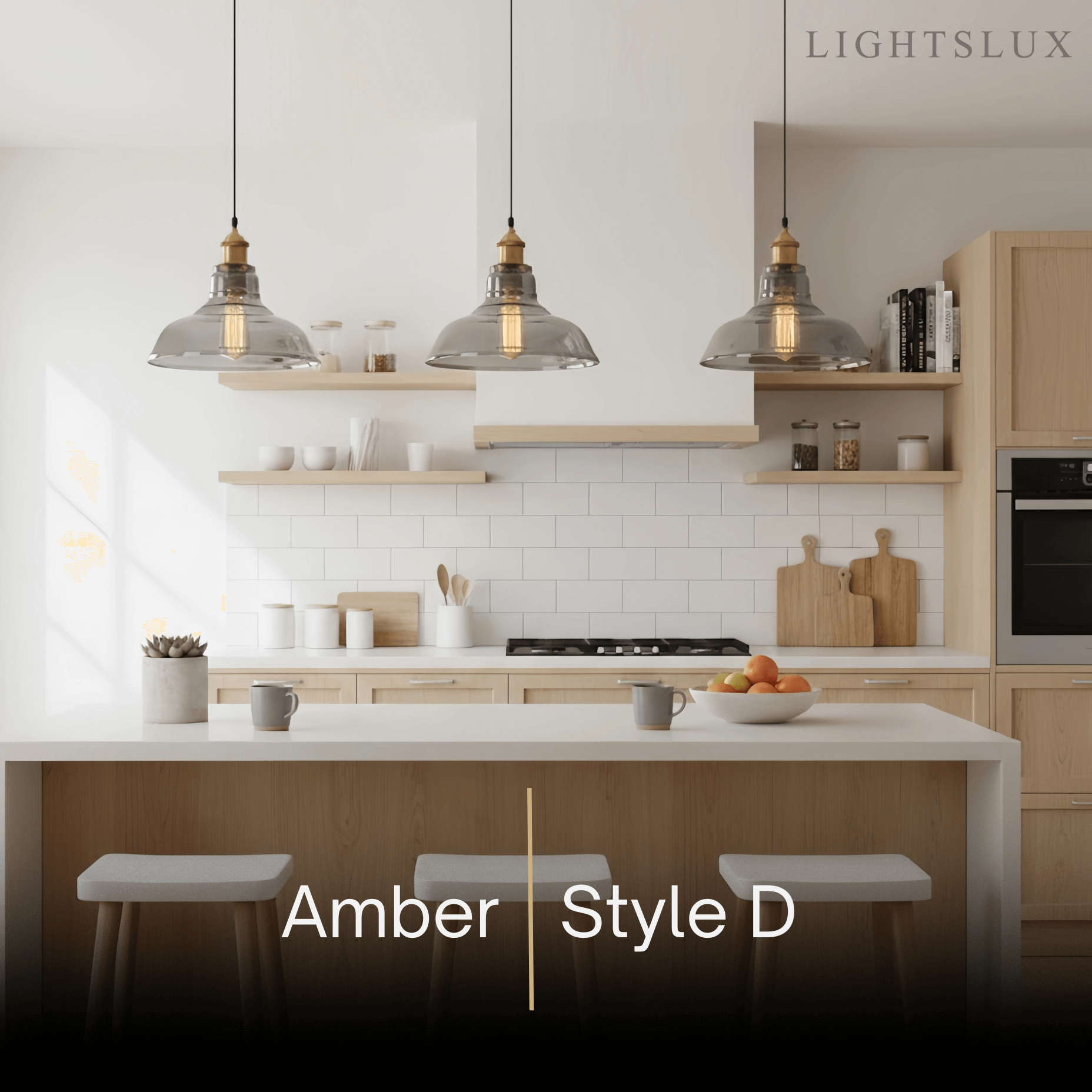 Lámpara colgante industrial de vidrio – Transparente/ámbar/gris humo para comedor - Flindria