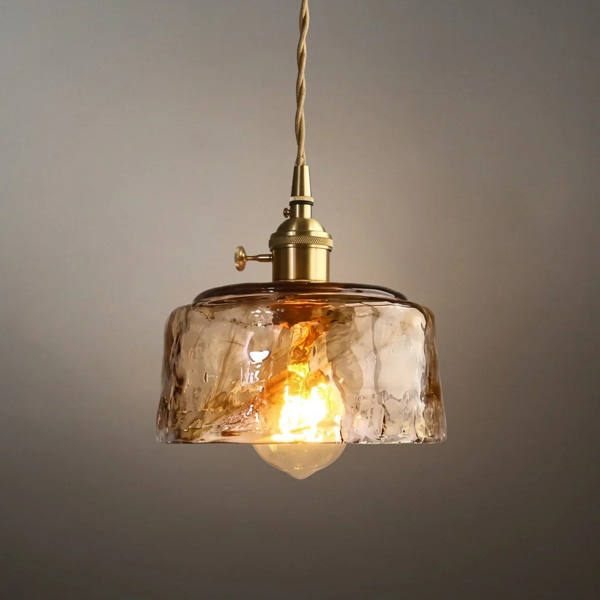Suspension Rétro – Verre Ambre/Support Métal pour Salle à Manger - Flindria