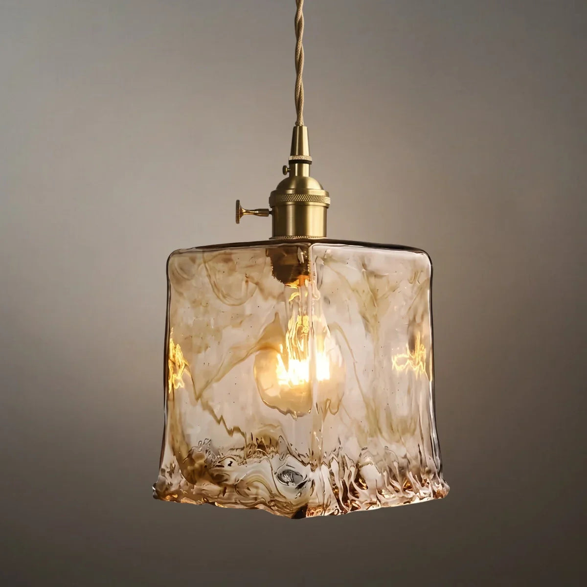 Suspension Rétro – Verre Ambre/Support Métal pour Salle à Manger - Flindria