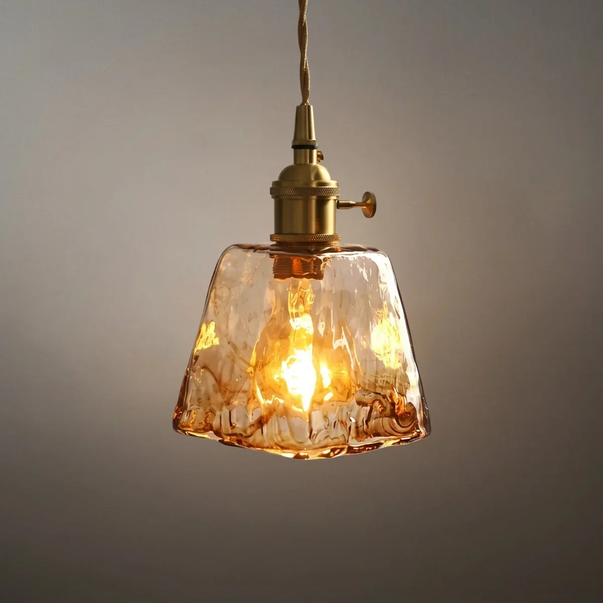 Suspension Rétro – Verre Ambre/Support Métal pour Salle à Manger - Flindria