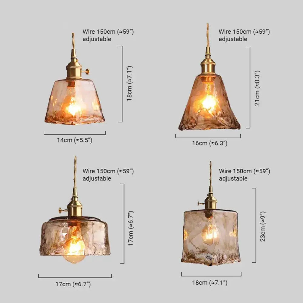 Retro pendel - Ravfarvet glas/metalarmatur til spisestue - Flindria