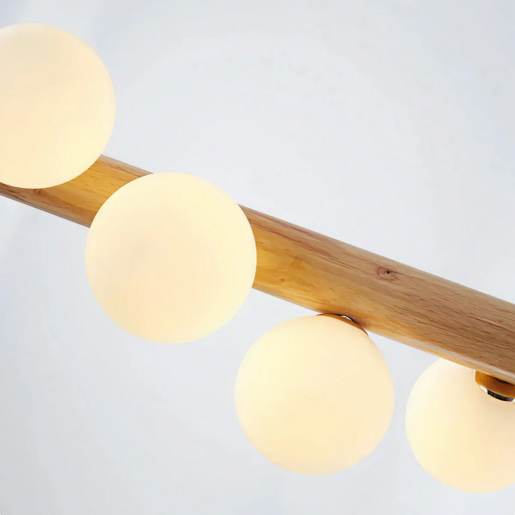 Moderne Lineaire Hanglamp - Walnoot/Hout Glas voor Keukeneiland - Flindria