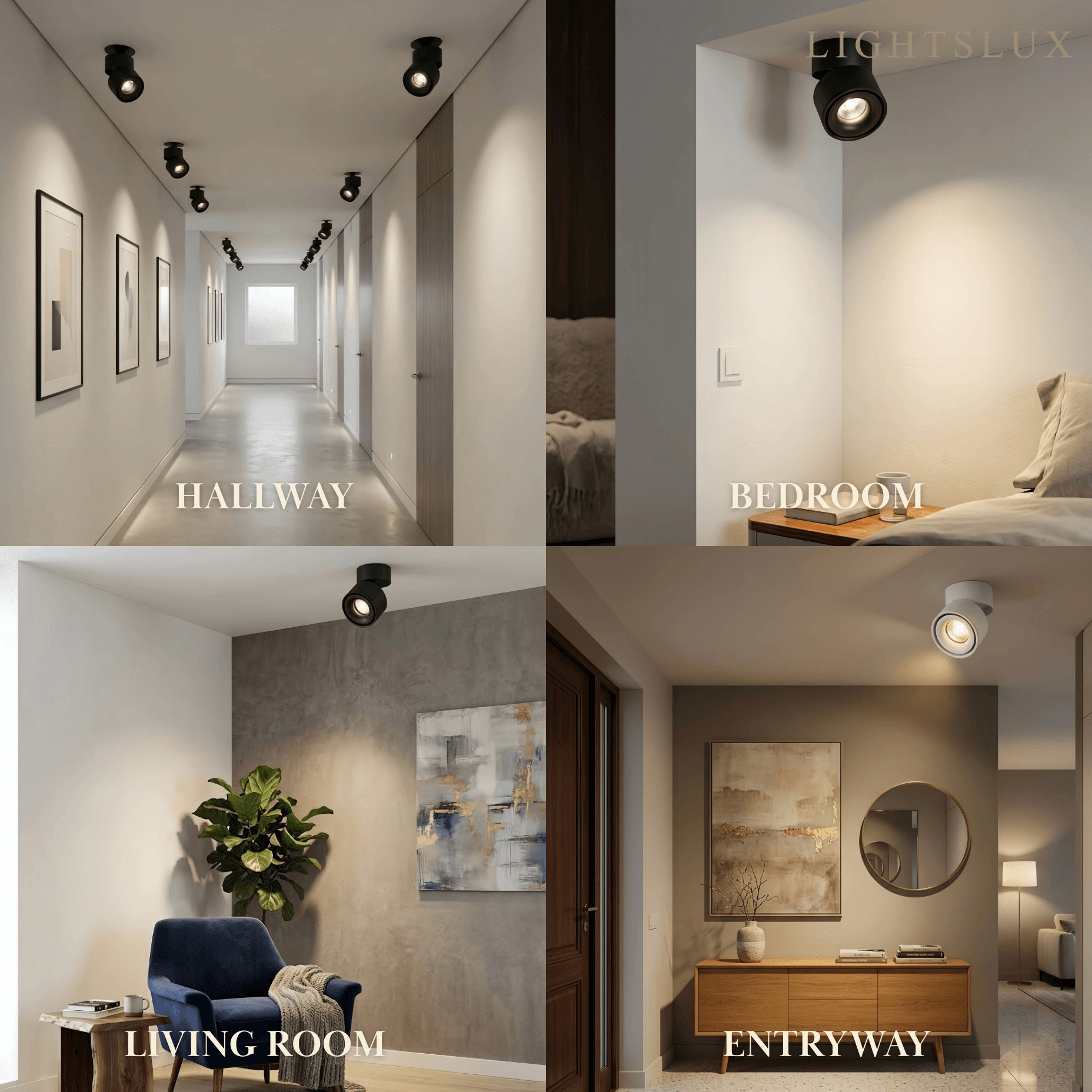 Modern Cylindrical Ceiling Light - Black/White Metal for Bedroom - Flindria