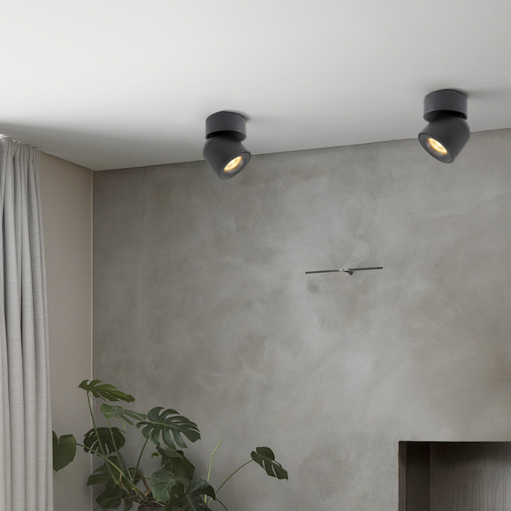 Modern Cylindrical Ceiling Light - Black/White Metal for Bedroom - Flindria