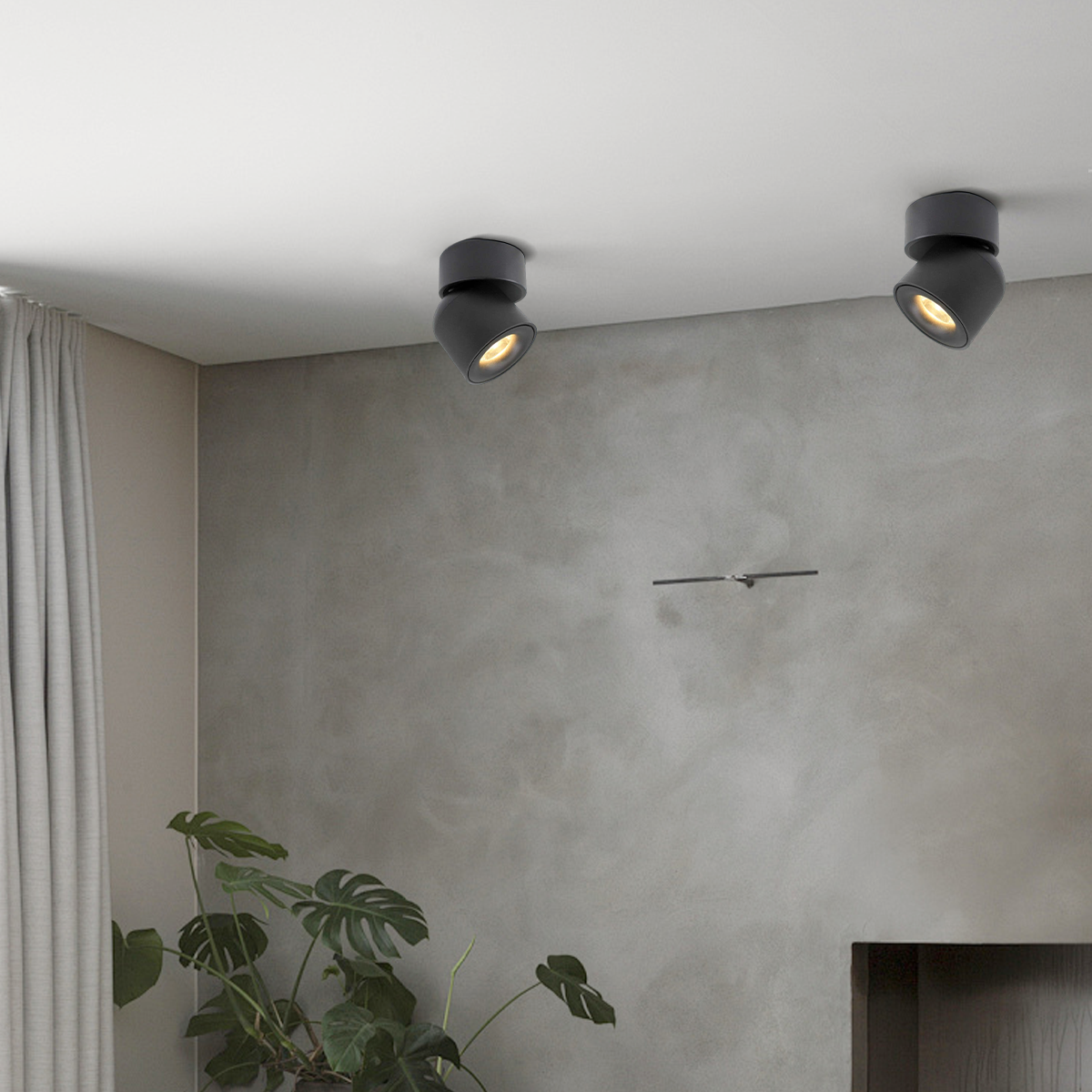 Modern Cylindrical Ceiling Light - Black/White Metal for Bedroom - Flindria