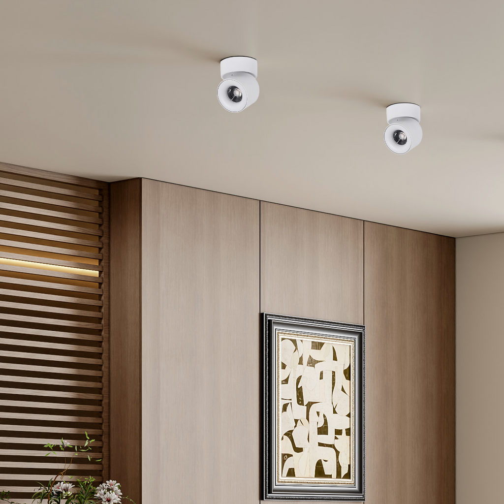 Modern Cylindrical Ceiling Light - Black/White Metal for Bedroom - Flindria