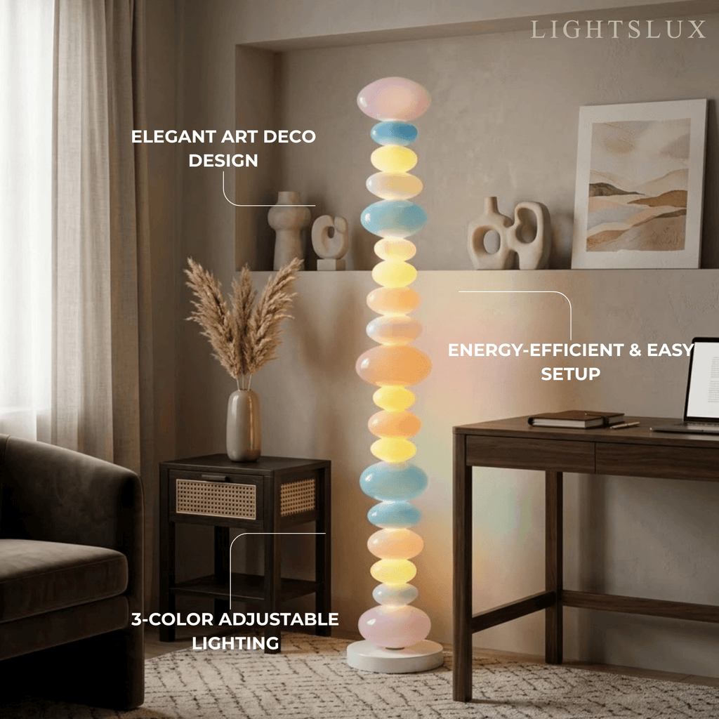 Art Deco Floor Lamp - Colourful Cylindrical Glass Design for Living Room - Flindria