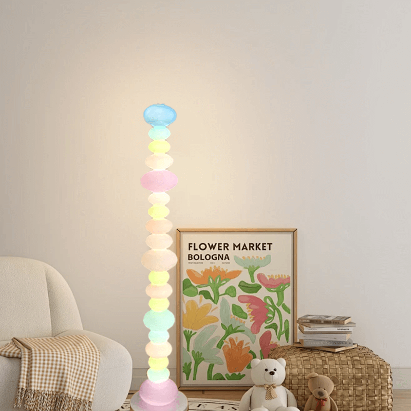 Art Deco Floor Lamp - Colourful Cylindrical Glass Design for Living Room - Flindria