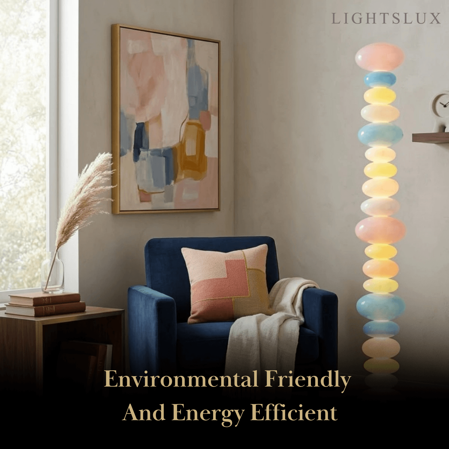 Art Deco Floor Lamp - Colourful Cylindrical Glass Design for Living Room - Flindria