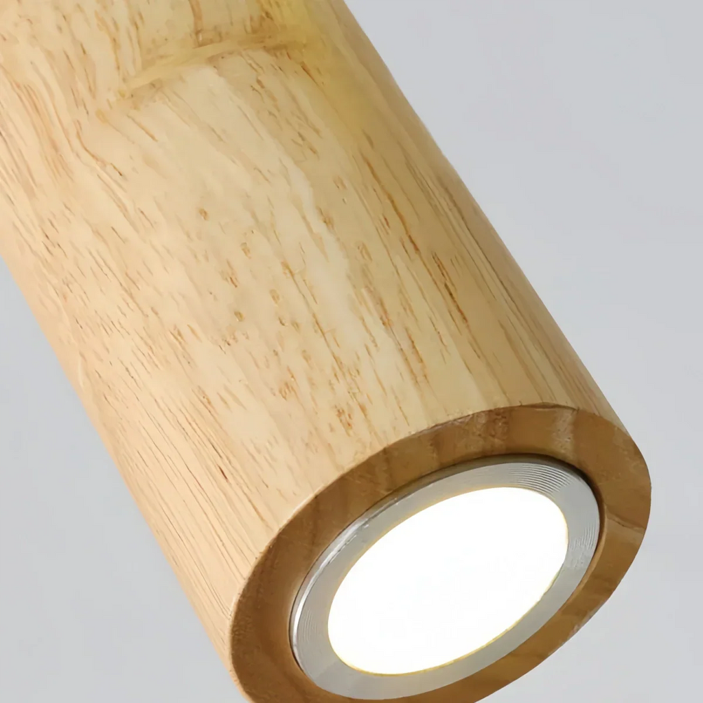 Minimalist Pendant Light - Brown/Yellow Wood & Acrylic for Dining Room - Flindria