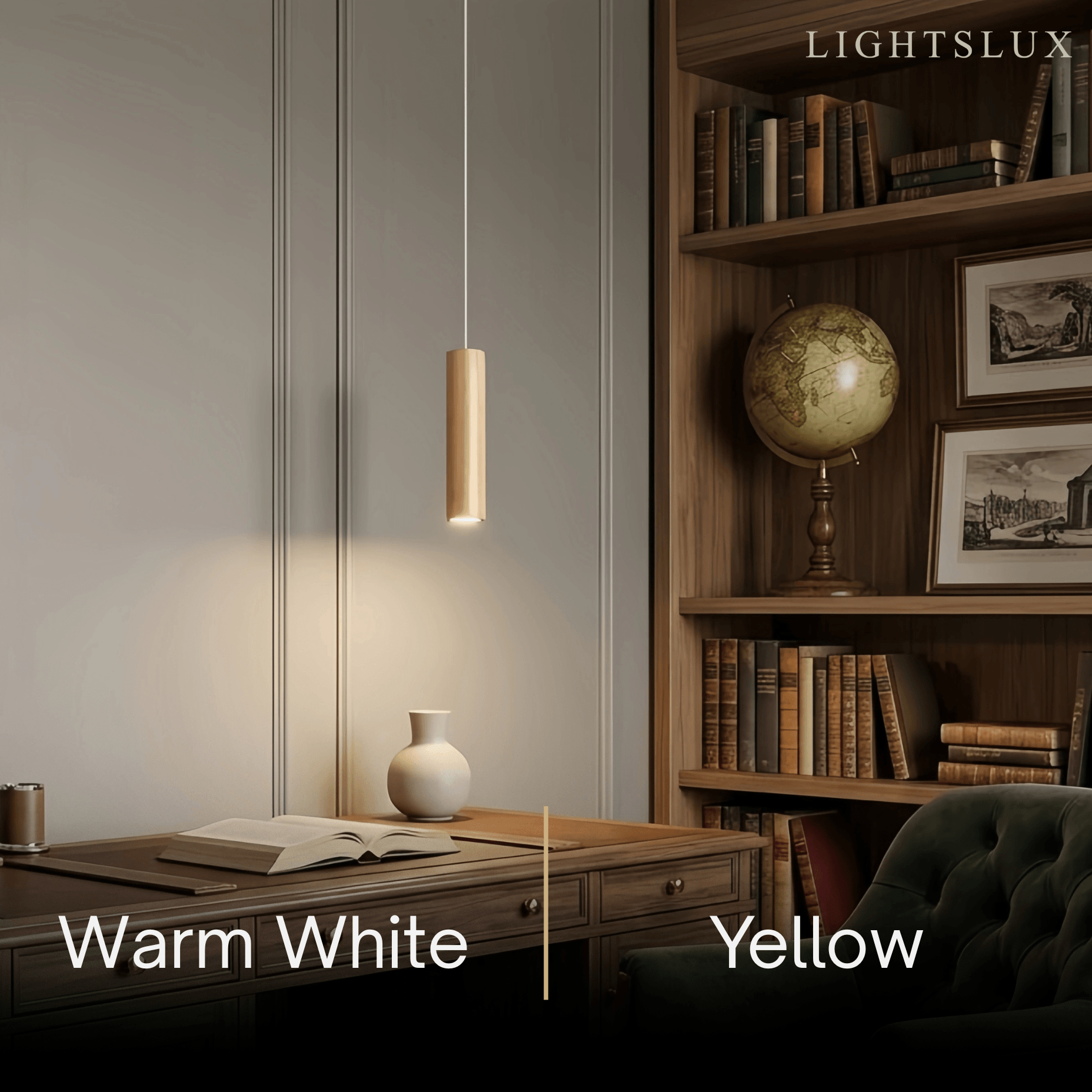 Minimalist Pendant Light - Brown/Yellow Wood & Acrylic for Dining Room - Flindria