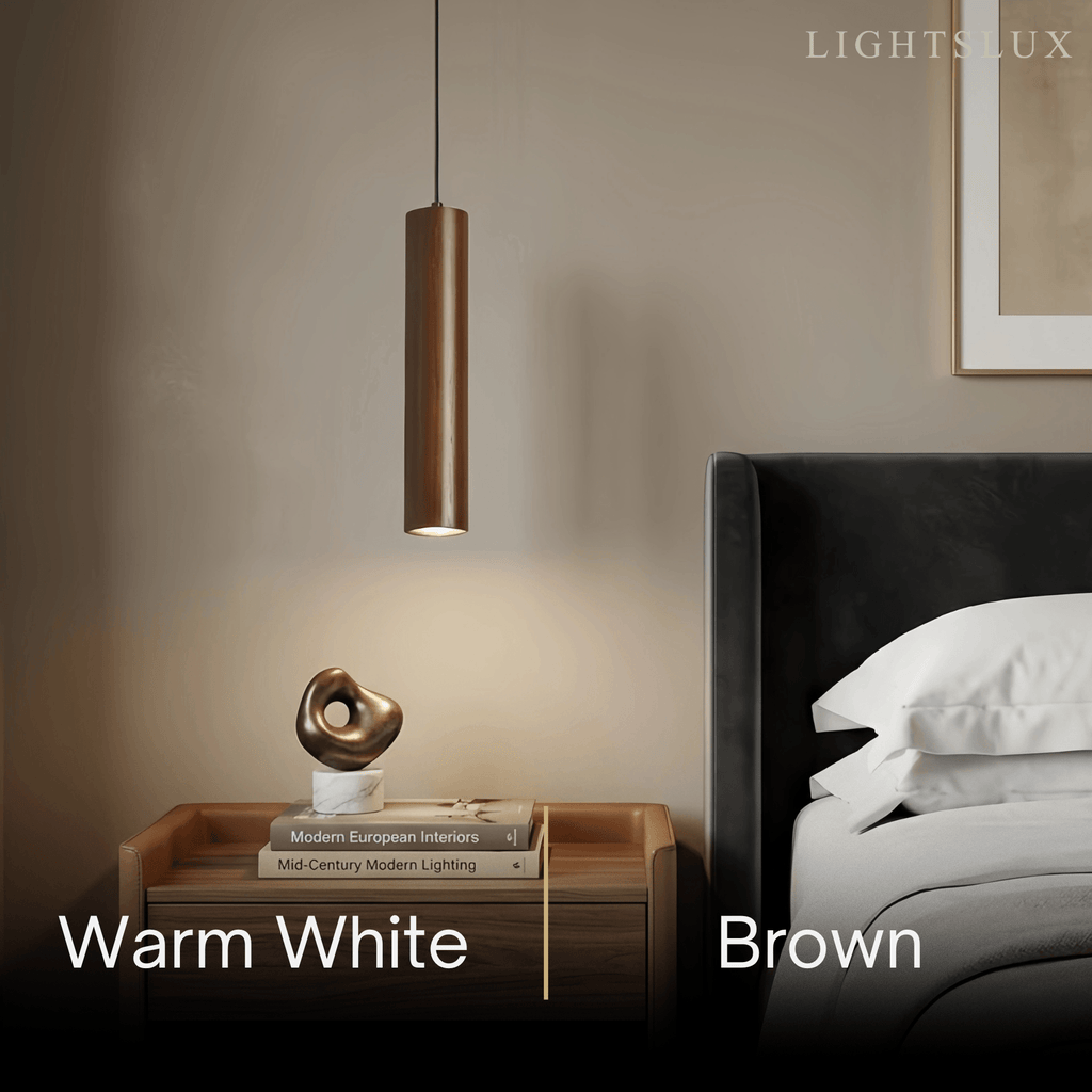 Minimalist Pendant Light - Brown/Yellow Wood & Acrylic for Dining Room - Flindria