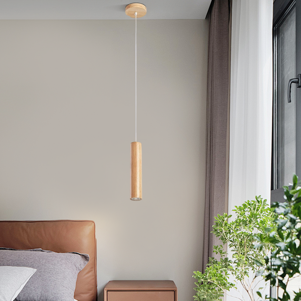 Minimalist Pendant Light - Brown/Yellow Wood & Acrylic for Dining Room - Flindria