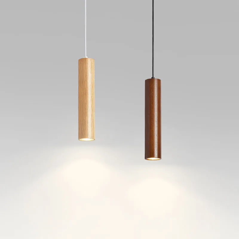Minimalist Pendant Light - Brown/Yellow Wood & Acrylic for Dining Room - Flindria
