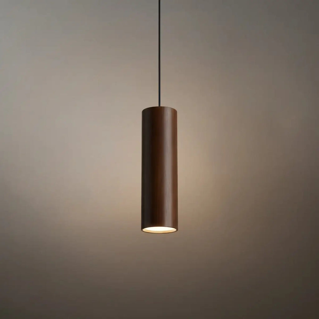 Minimalist Pendant Light - Brown/Yellow Wood & Acrylic for Dining Room - Flindria