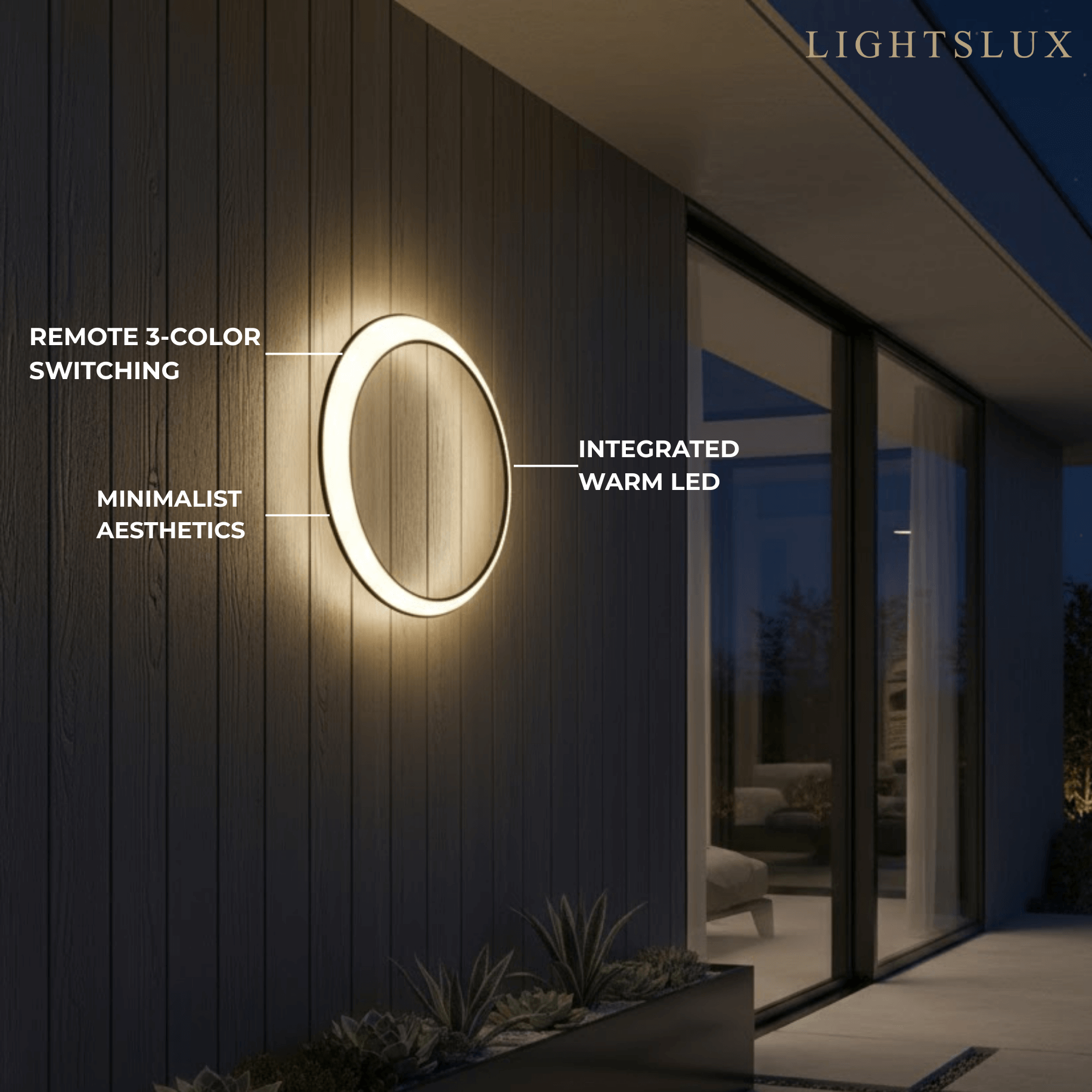 Art Deco LED Outdoor Wall Sconce with Remote Control for Exterior Spaces - Flindria