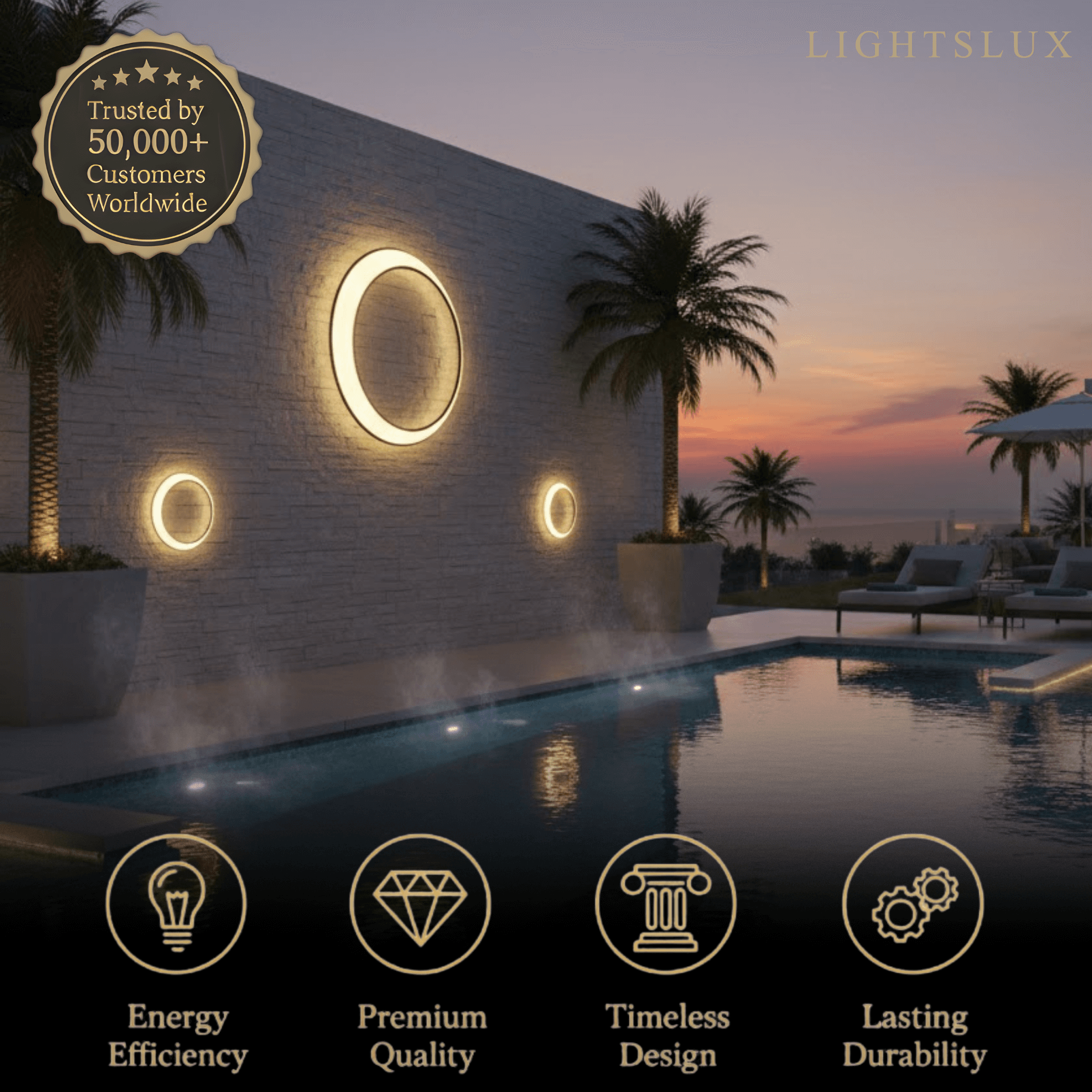 Art Deco LED Outdoor Wall Sconce with Remote Control for Exterior Spaces - Flindria