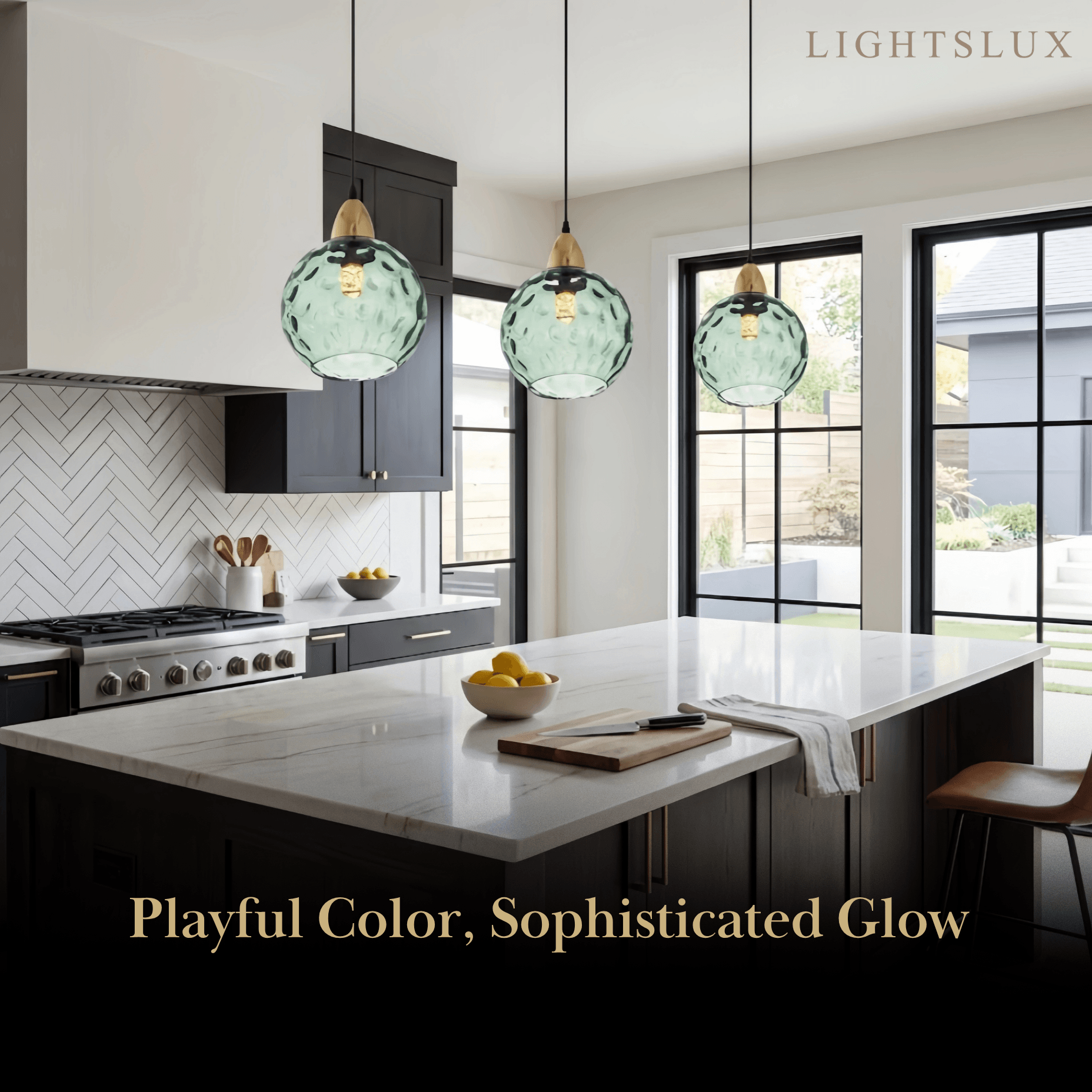Modern Bubble Glass Pendant Light - 10 Color for Kitchen Island - Flindria