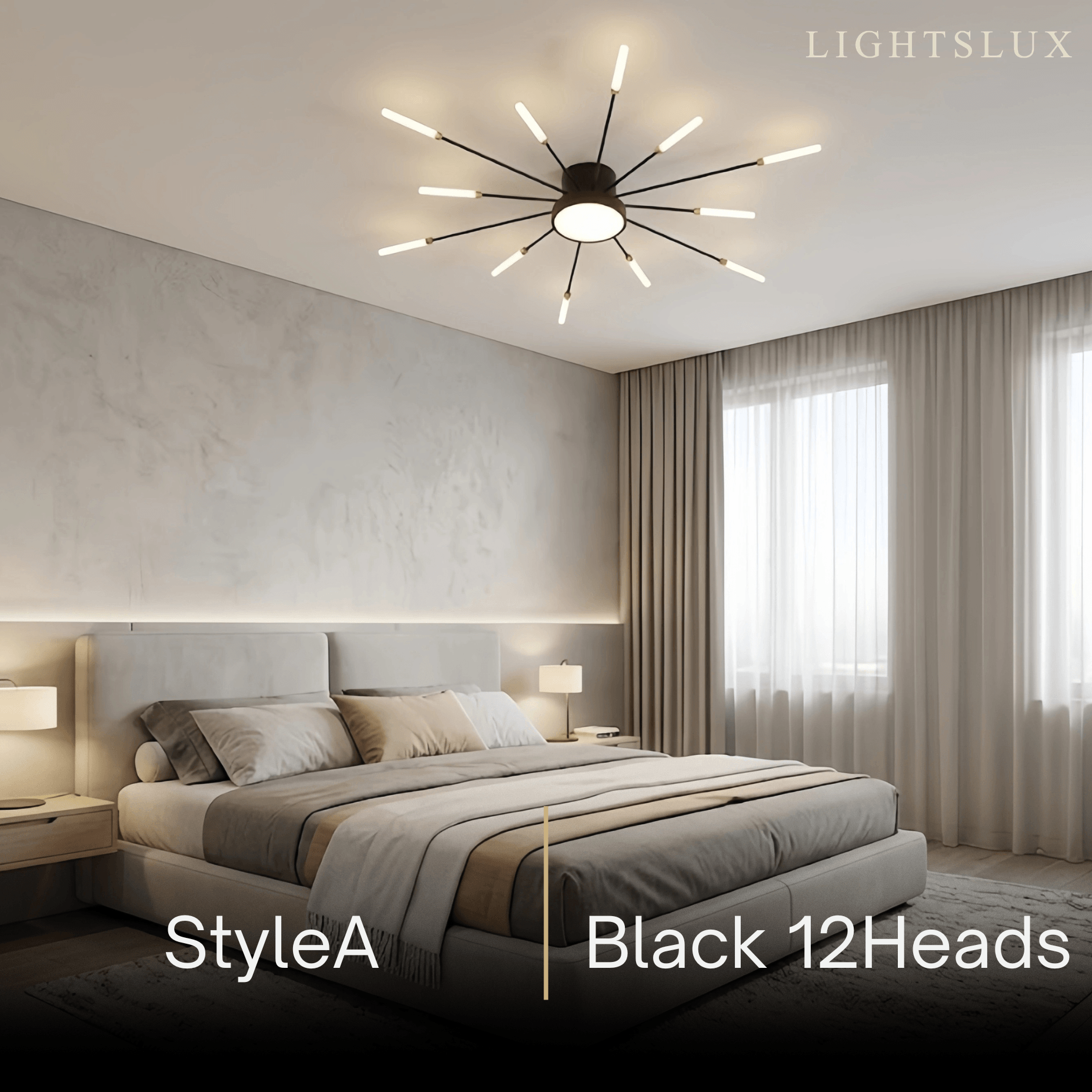 Moderne vuurwerk plafondlamp – goud/zwart voor slaapkamer, eetkamer, woonkamer - Flindria
