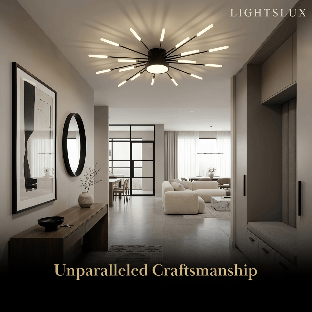 Moderne vuurwerk plafondlamp – goud/zwart voor slaapkamer, eetkamer, woonkamer - Flindria
