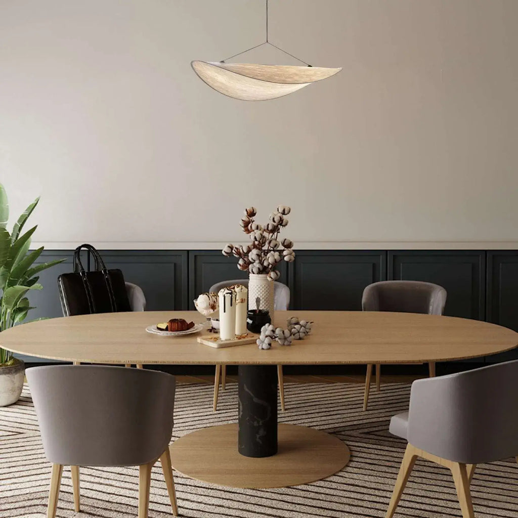 Art Deco White Pendant Light – Curved Metal Design for Dining Room - Flindria