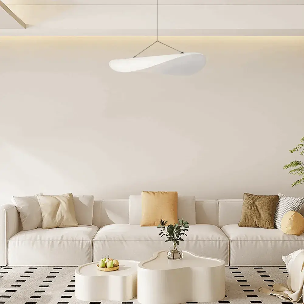 Art Deco White Pendant Light – Curved Metal Design for Dining Room - Flindria