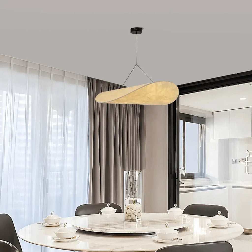 Art Deco White Pendant Light – Curved Metal Design for Dining Room - Flindria