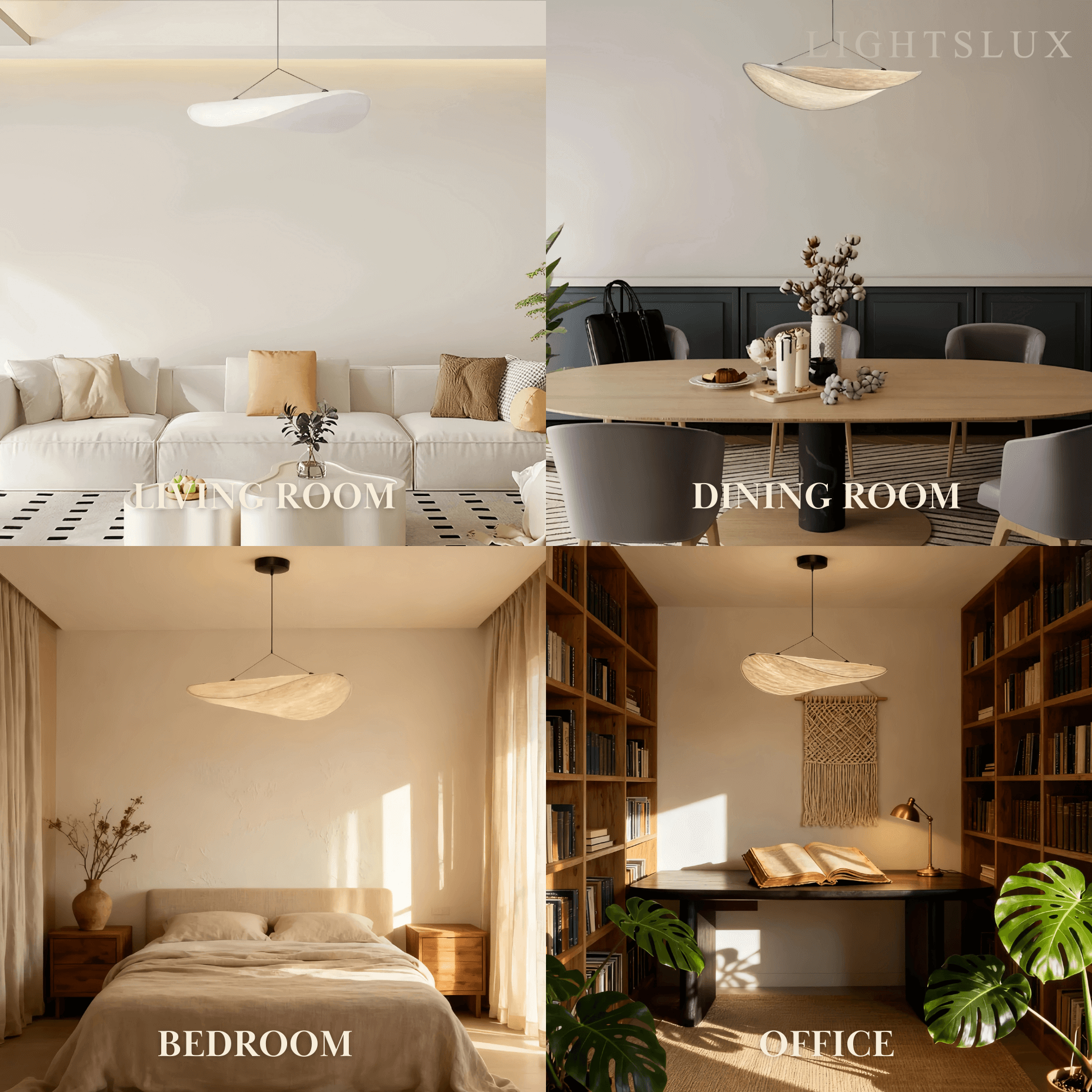 Art Deco White Pendant Light – Curved Metal Design for Dining Room - Flindria