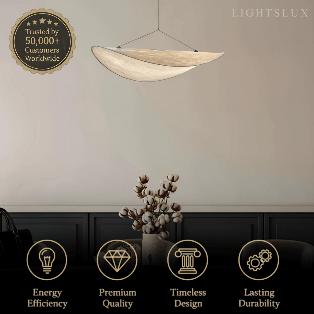Art Deco White Pendant Light – Curved Metal Design for Dining Room - Flindria