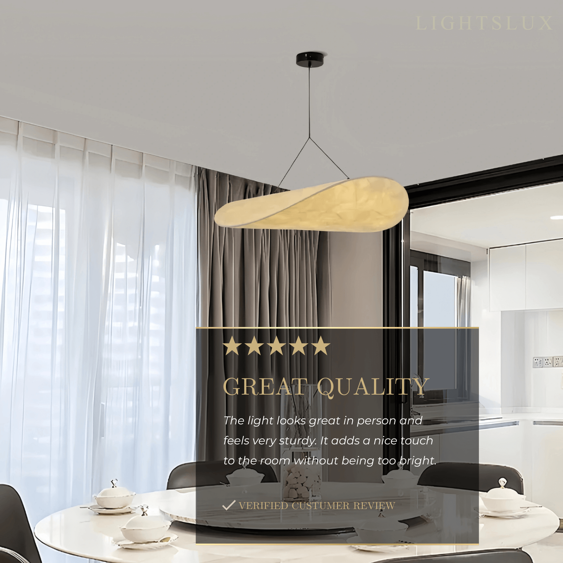 Art Deco White Pendant Light – Curved Metal Design for Dining Room - Flindria
