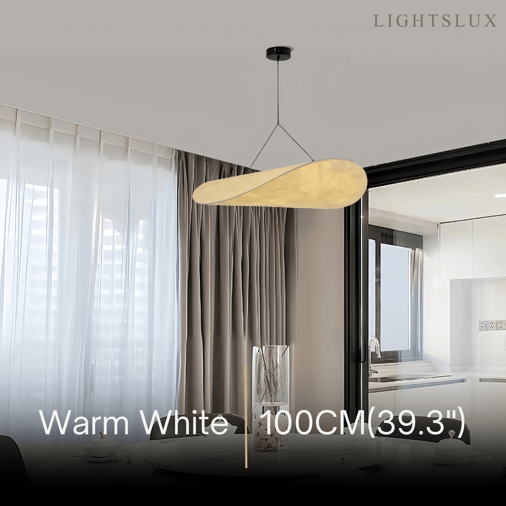 Art Deco White Pendant Light – Curved Metal Design for Dining Room - Flindria
