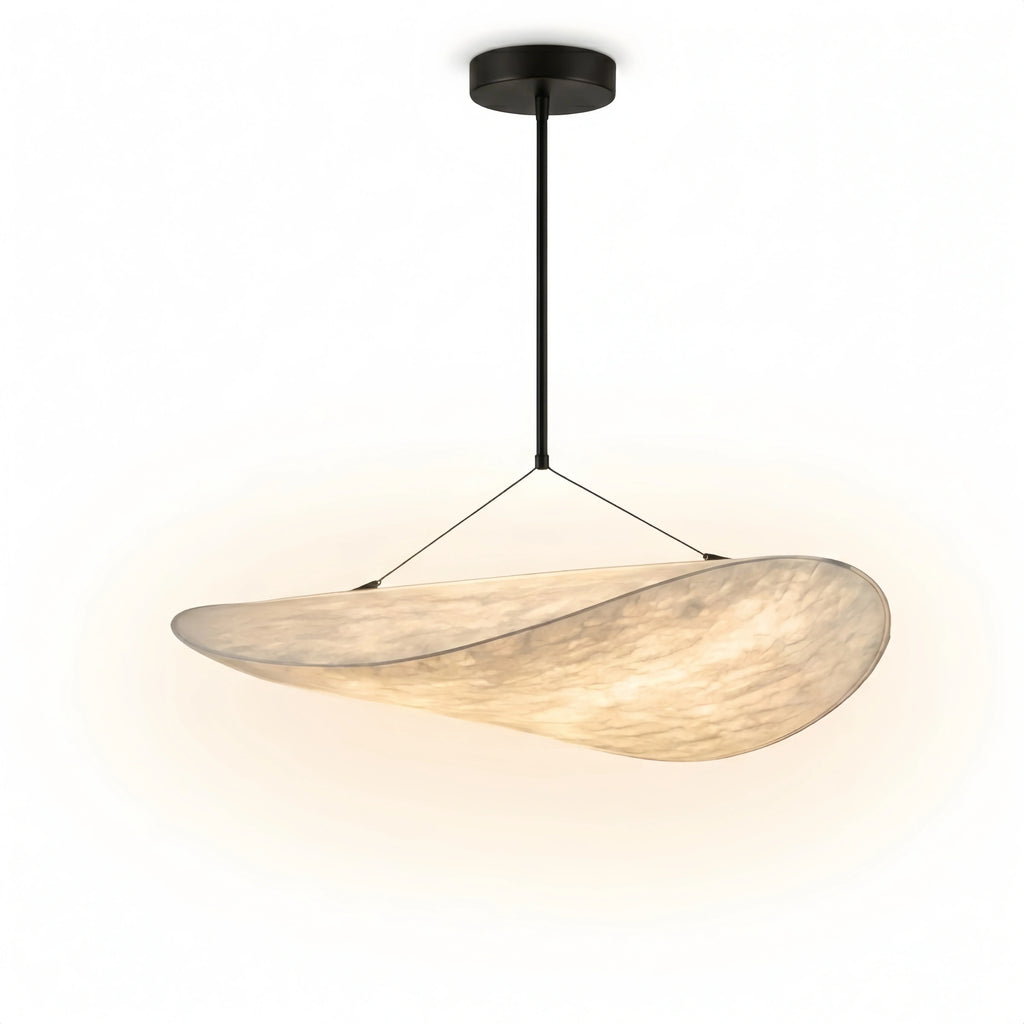 Art Deco White Pendant Light – Curved Metal Design for Dining Room - Flindria