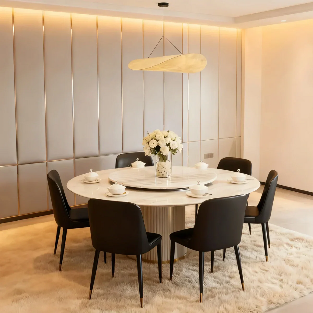 Art Deco White Pendant Light – Curved Metal Design for Dining Room - Flindria