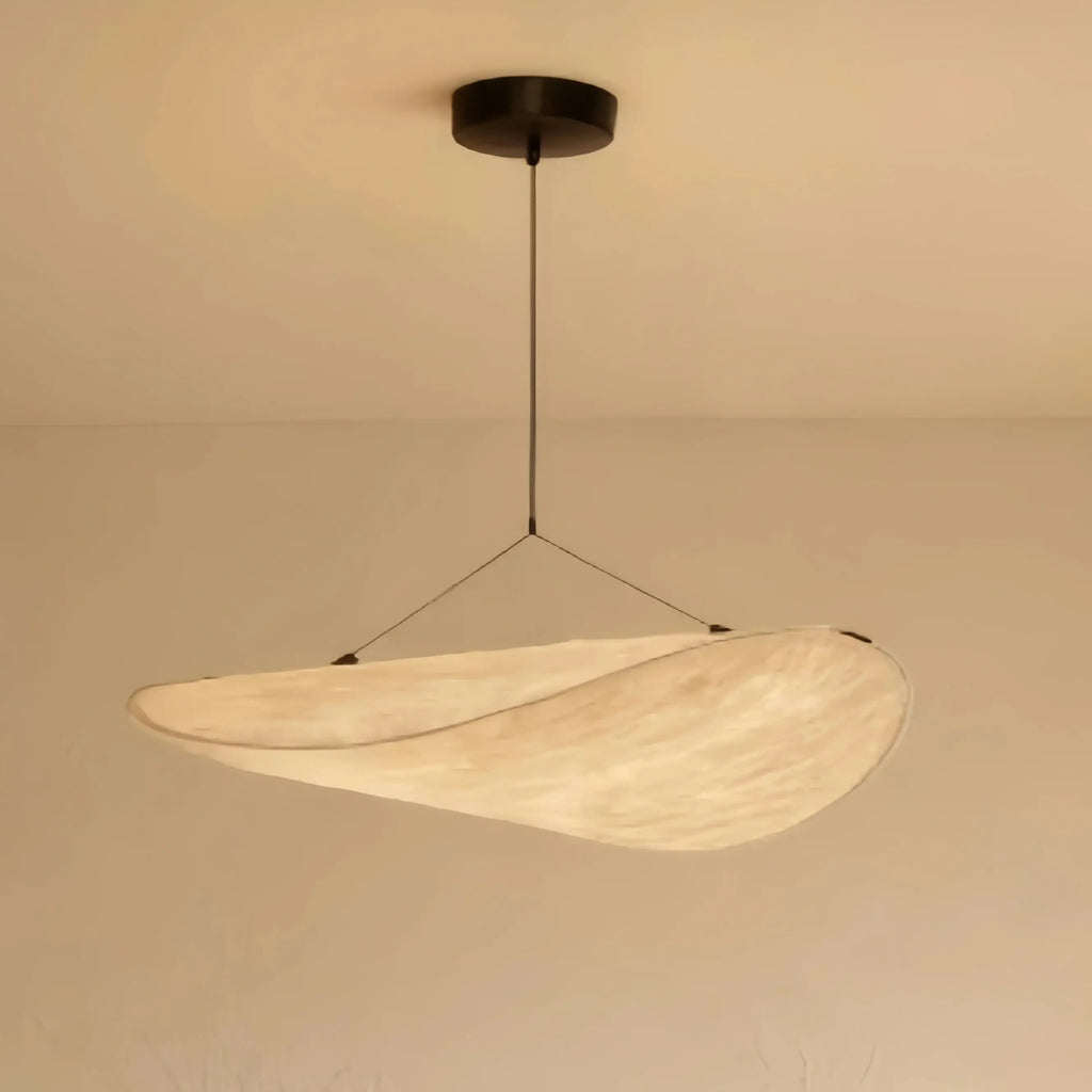 Art Deco White Pendant Light – Curved Metal Design for Dining Room - Flindria