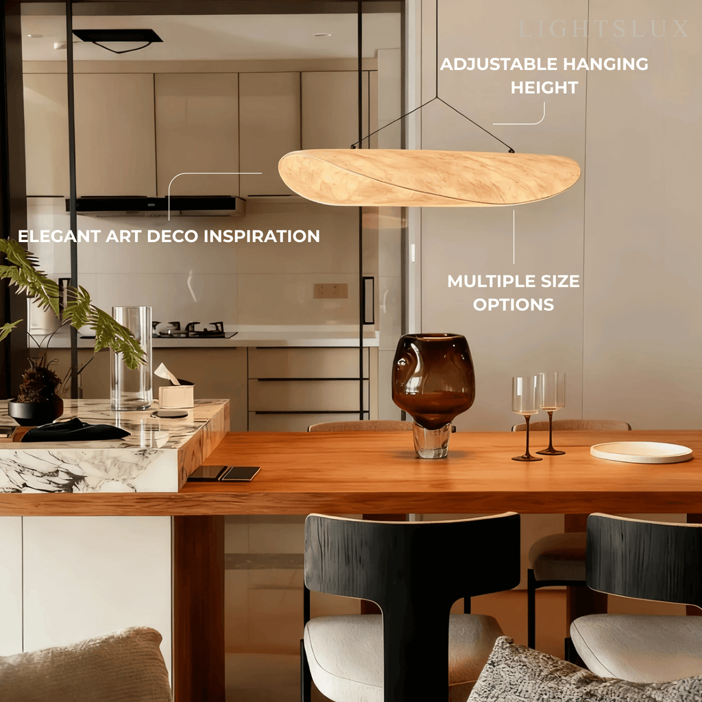 Art Deco White Pendant Light – Curved Metal Design for Dining Room - Flindria