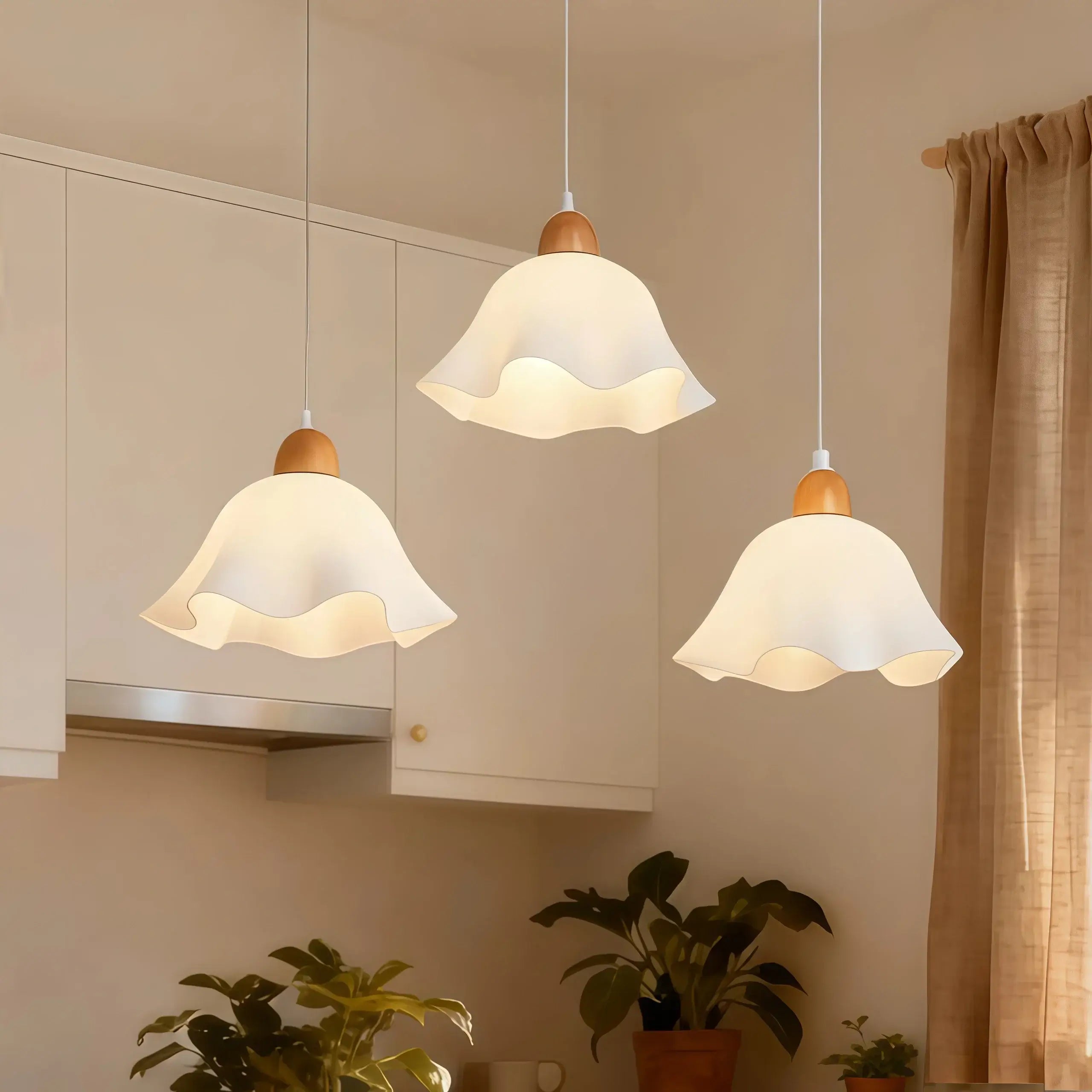 Nordic Flower LED Pendant Light – White Wood/Acrylic for Dining Room - Flindria