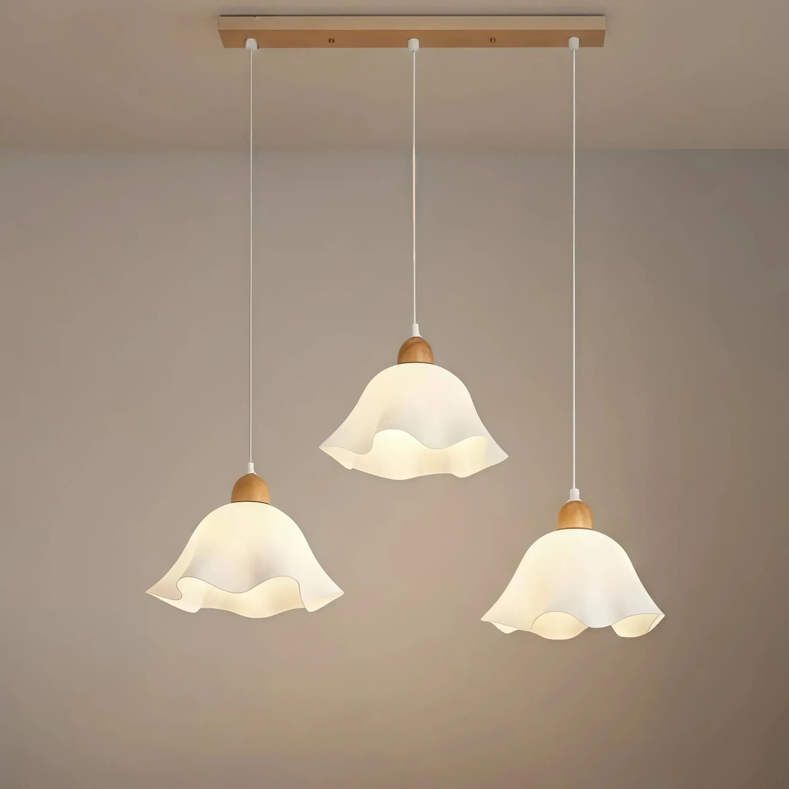 Nordic Flower LED Pendant Light – White Wood/Acrylic for Dining Room - Flindria