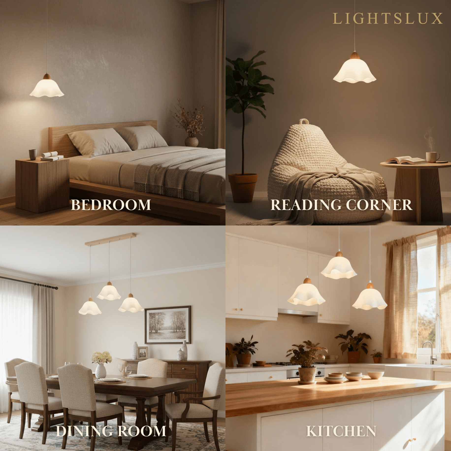Nordic Flower LED Pendant Light – White Wood/Acrylic for Dining Room - Flindria
